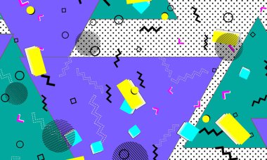 Pop art renk arka plan. Memphis desen