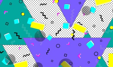 Pop art renk arka plan. Memphis desen