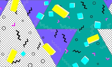 Pop art renk arka plan. Memphis desen