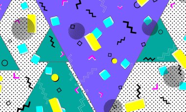 Pop art renk arka plan. Memphis desen