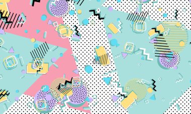 Memphis deseni. Geometrik şekiller. Hipster tarzı