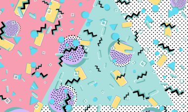 Memphis deseni. Geometrik şekiller. Hipster tarzı