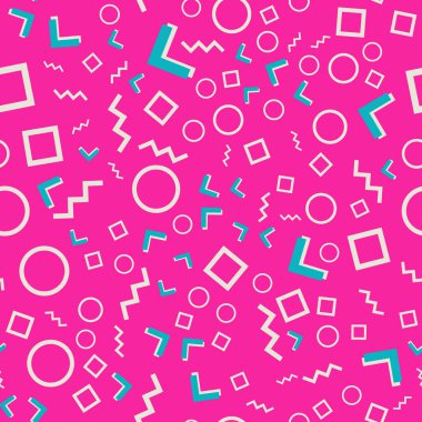 Memphis Kusursuz Düzen. Eğlenceli bir arka plan. Vektör