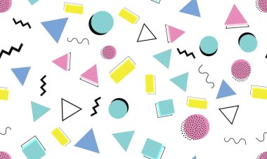 Doodle Eğlence Arkaplanı. Memphis Kusursuz Desen.