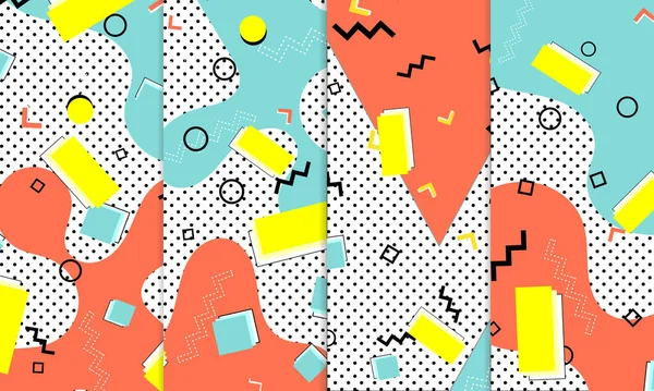 Bir dizi Doodle Eğlence Modelleri. Memphis tarzı. Arkaplan 90 'lar.
