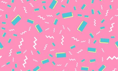 Pop Art tasarımı. Geometrik şekiller. Memphis deseni.