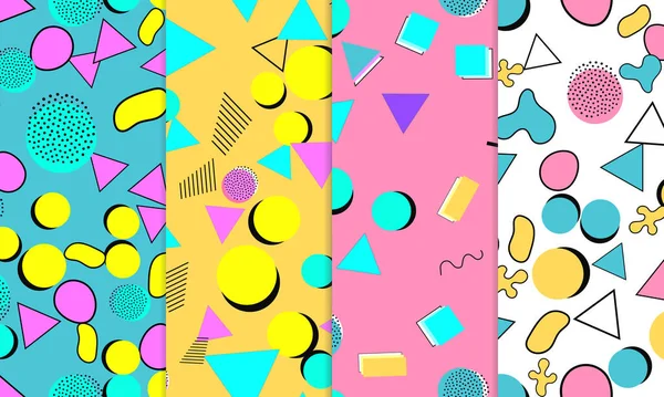 Набор Doodle Fun Seamless Patterns. Мемфис — стоковый вектор