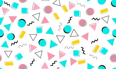 Doodle Eğlence Arkaplanı. Memphis Kusursuz Desen.