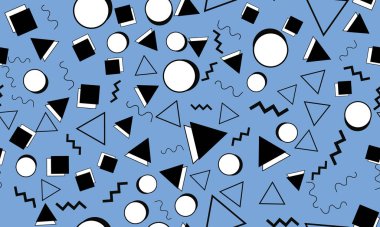 Memphis Kusursuz Düzen. Eğlenceli bir arka plan. Vektör