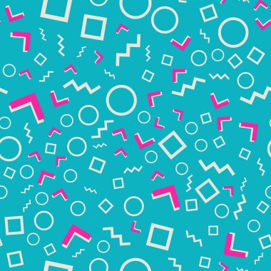 Memphis Kusursuz Düzen. Eğlenceli bir arka plan. Vektör