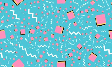 Memphis Kusursuz Düzen. Eğlenceli bir arka plan. Vektör