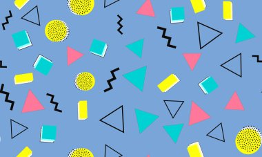 Memphis Kusursuz Düzen. Eğlenceli bir arka plan. Vektör