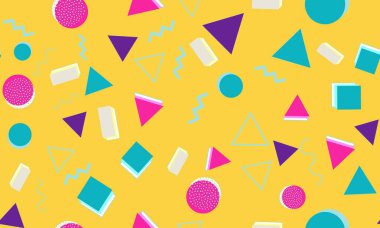 Memphis Kusursuz Düzen. Eğlenceli bir arka plan. Vektör