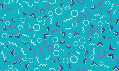 Memphis Kusursuz Düzen. Eğlenceli bir arka plan. Vektör