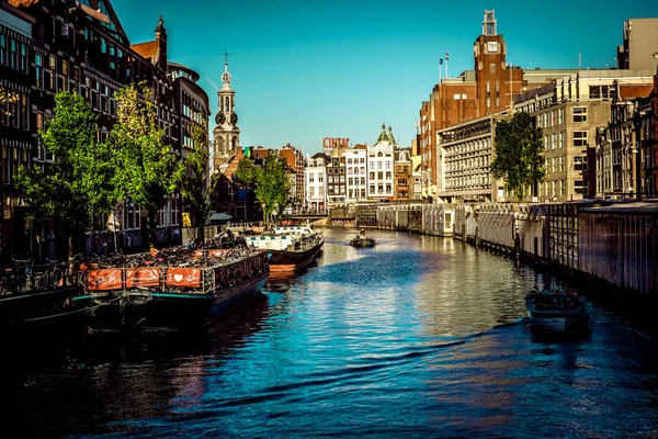 Amsterdam Canal Loď Řeky Amstel — Stock fotografie