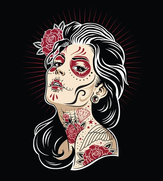 Día Ilustración Vectorial Chica Muerta — Vector de stock