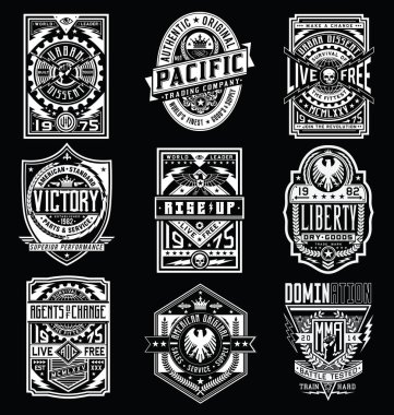 VINTAGE Poster / amblem / T-shirt tasarım vektör Set