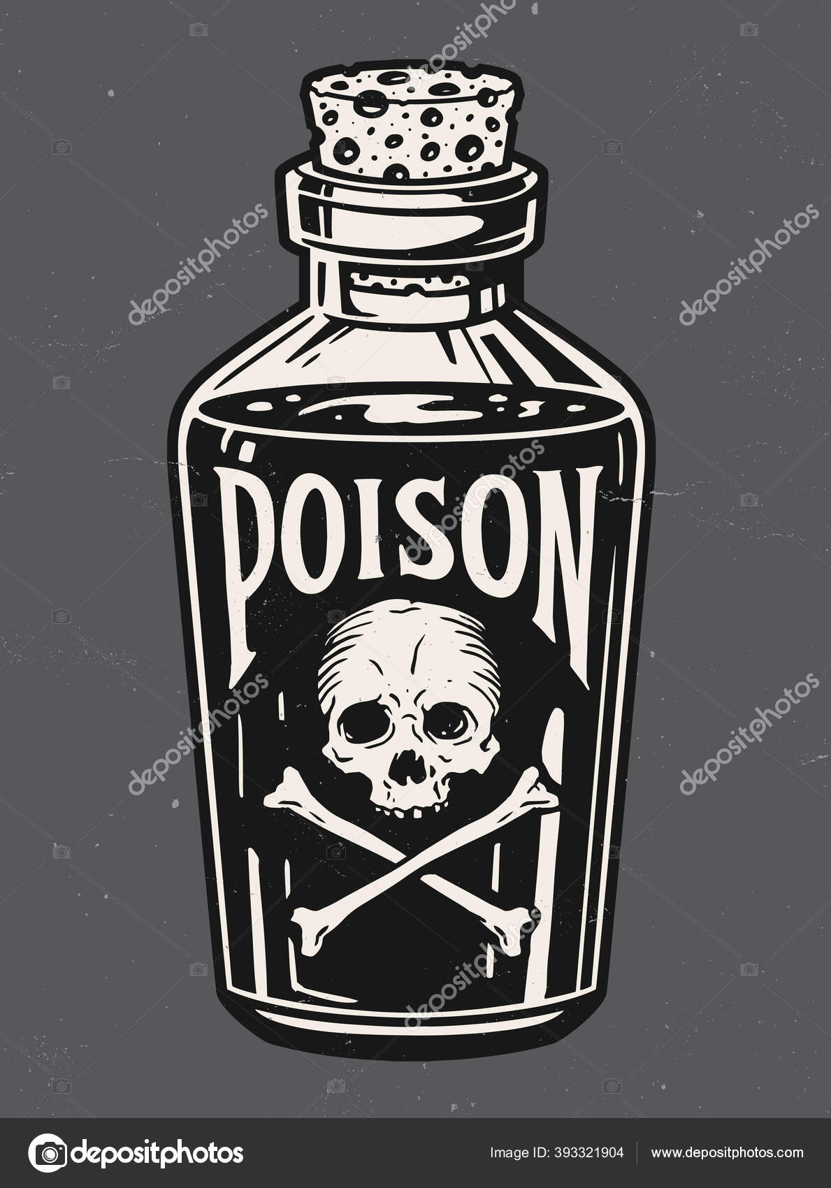 Vintage Hand Drawn Bottle Poison Vector Illustration Stock Vector by ©m.j.h1nkle 393321904