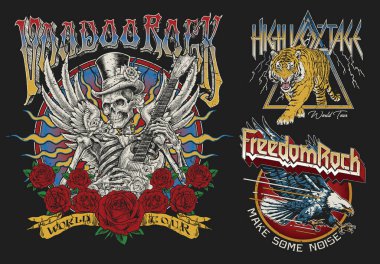 Klasik Rock Konser Stili Tişört Tasarımları. 