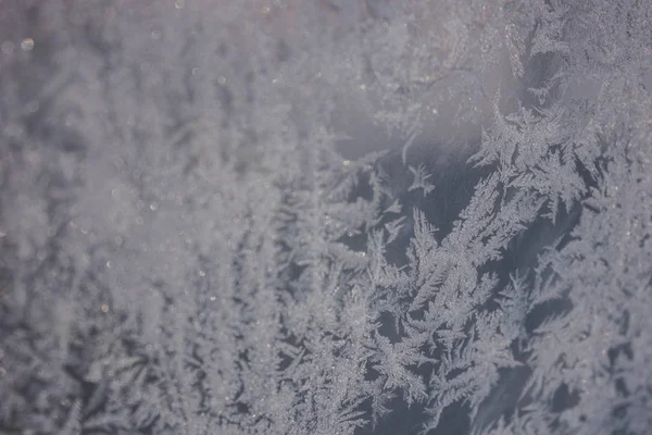 Gelo Branco Janela Tempo Frio — Fotografia de Stock