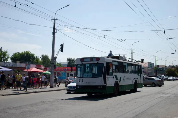 Луцк Украина Августа 2018 Года Trolleybus Jelcz 110E 212 Lublin — стоковое фото