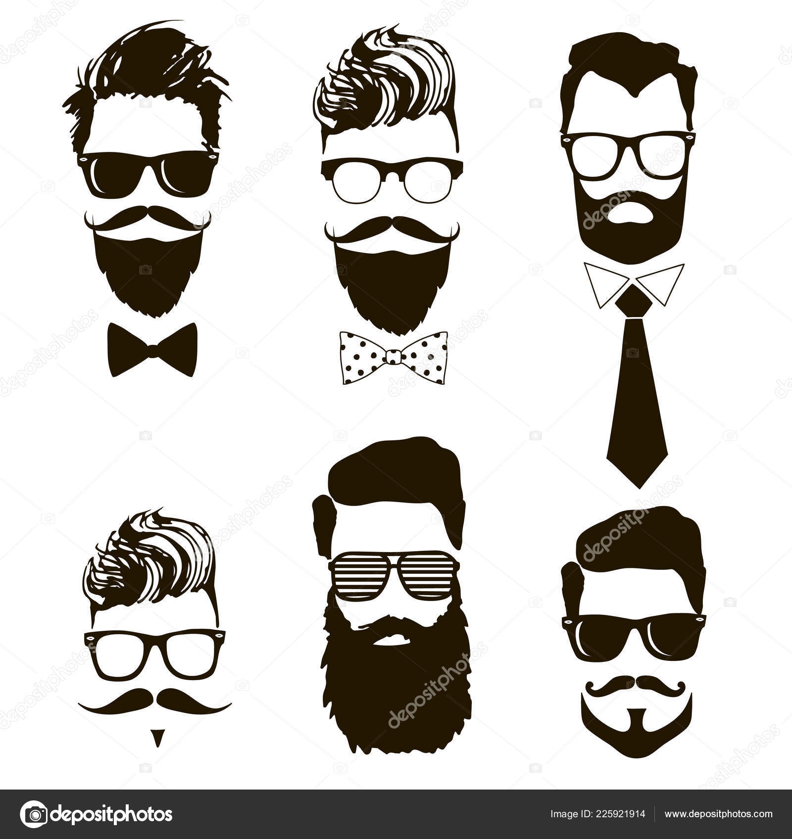 set of vector bearded