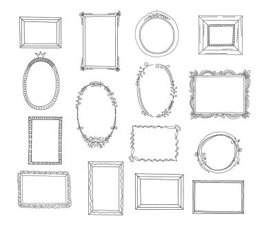 El çizimi çerçeveler hazır. Çizgi film tarzı. Vektör.