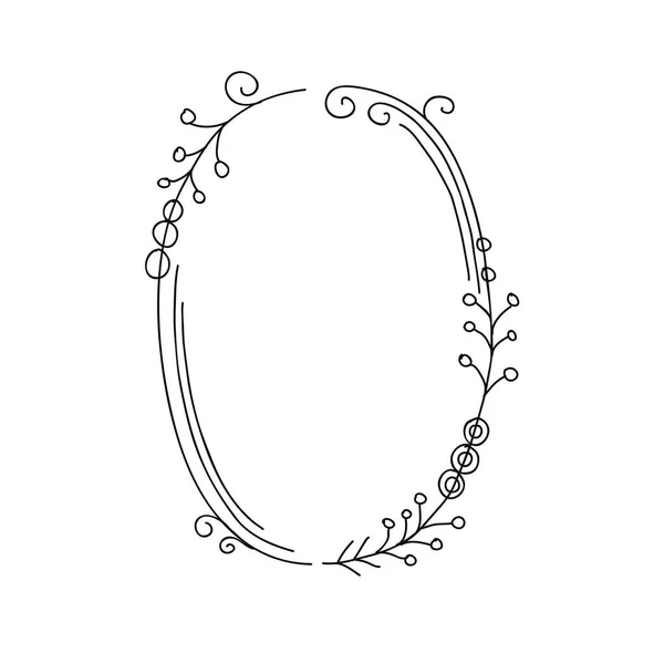 Ellips floral doodle frame — Stockvector