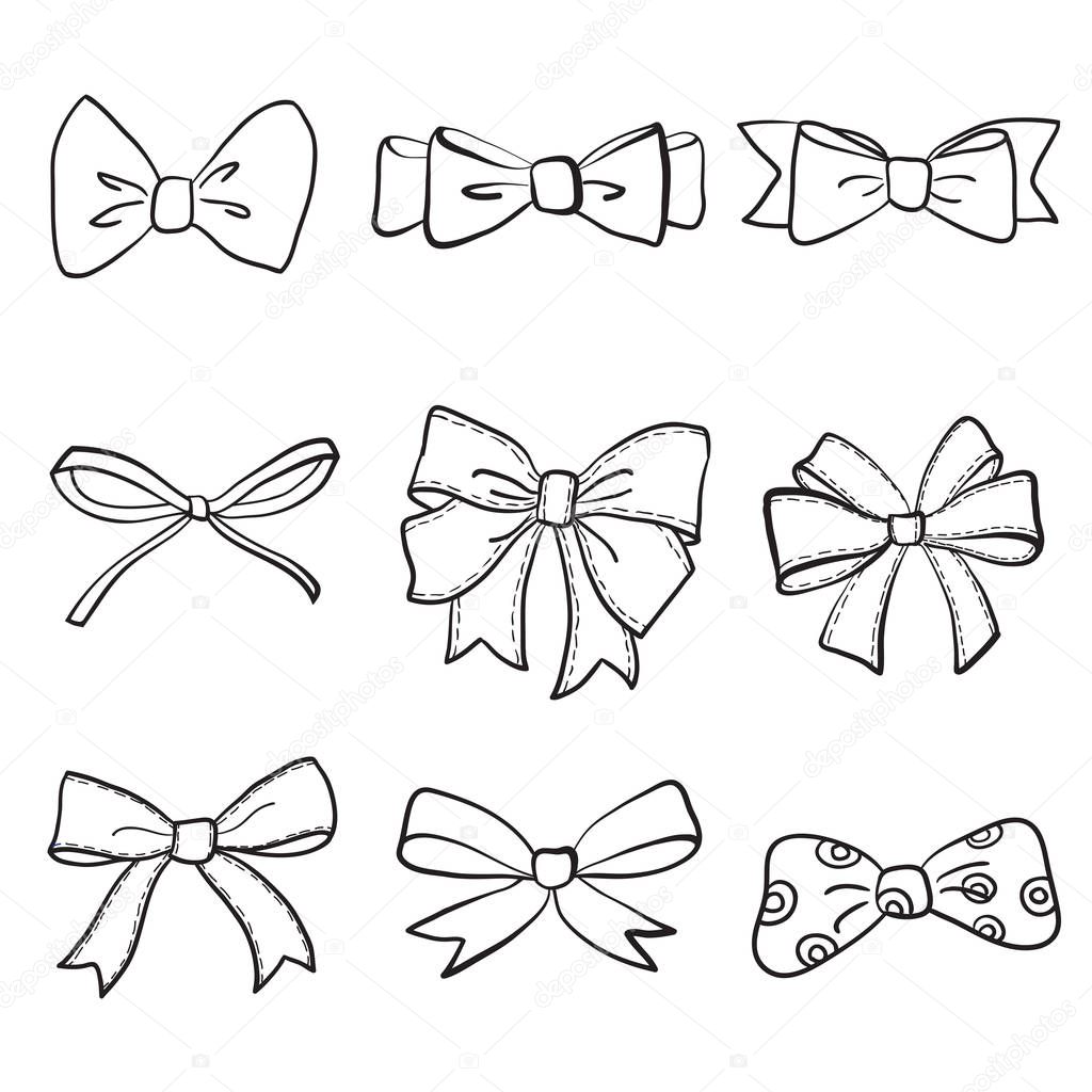 hand drawn bows collection, ribbon, decoraton. Giftbows