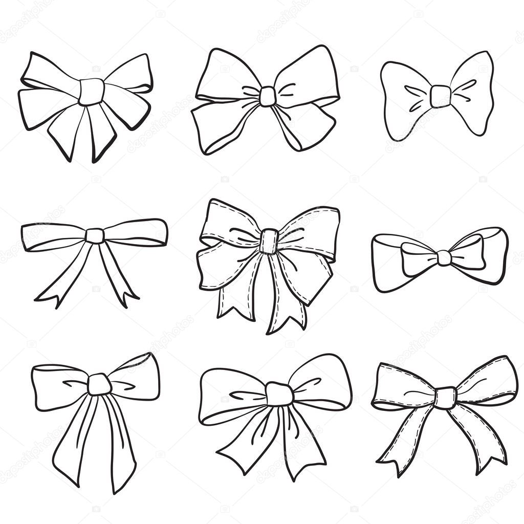 hand drawn bows collection, ribbon, decoraton. Giftbows