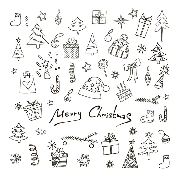 Noel dekorasyon simgeleri stil doodle kümesi