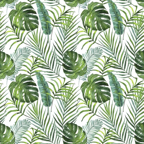 Tropical plants leaves and flowers seamless pattern. design concept — Stock Photo, Image