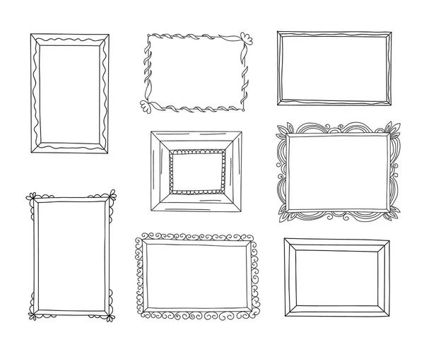 Hand drawn frames set. Cartoon style. Vector. — Stock Vector