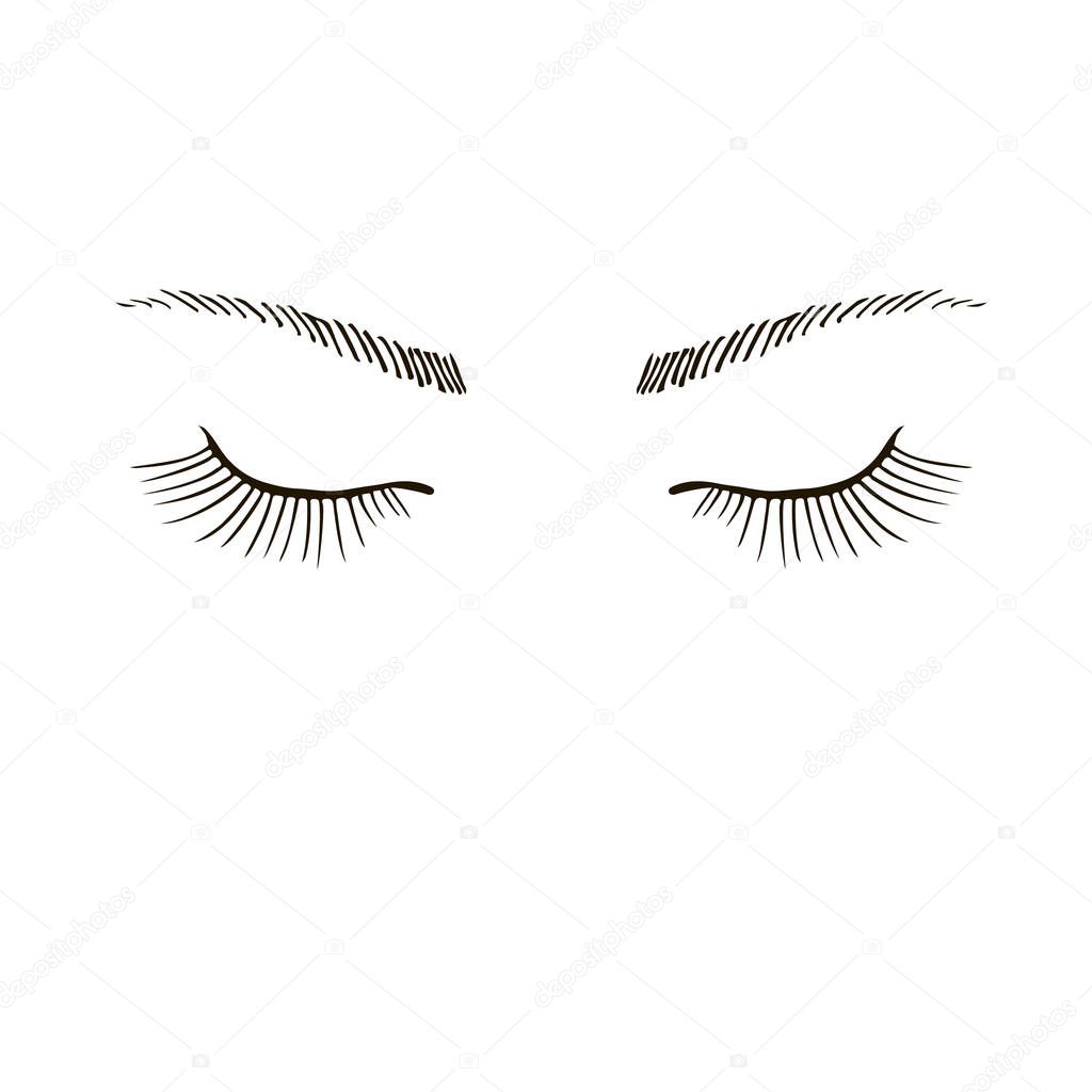 Closed eyes with long eyelashes Sample logo for a beauty salon, beauty products.