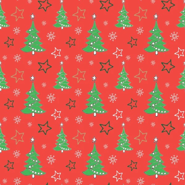Şirin el seamles desen Noel ağacı, yıldız ve kar taneleri ile çekilmiş
