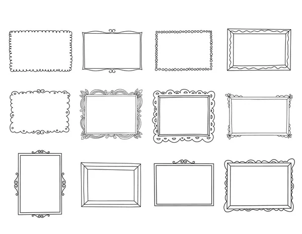 Handgetekende frames ingesteld. Cartoon stijl. Vector. — Stockvector