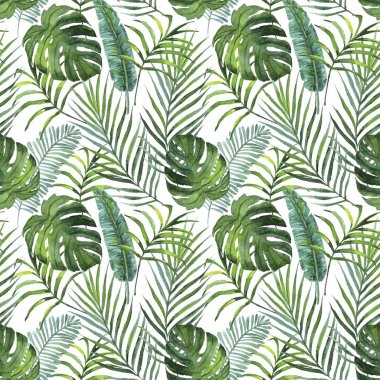 tropikal yaprak ve çiçek seamless modeli bitkiler. tasarım konsepti