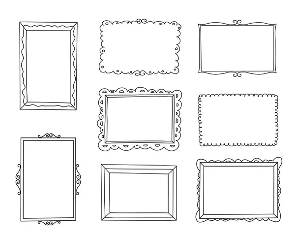 Hand drawn frames set. Cartoon style. Vector. — Stock Vector