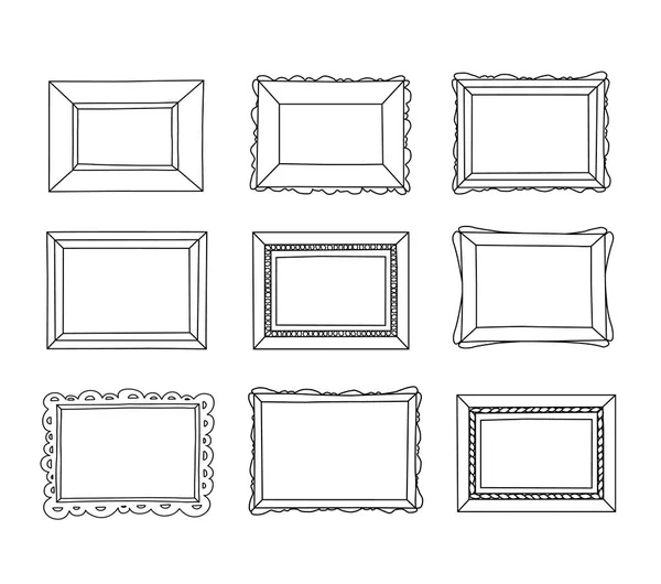 Handgetekende frames ingesteld. Cartoon stijl. Vector. — Stockvector