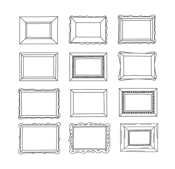 Handgetekende frames ingesteld. Cartoon stijl. Vector. — Stockvector