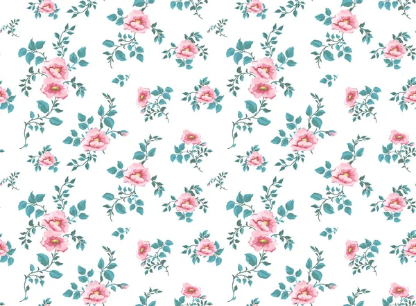 Padrão sem costura com belas flores de peônia e folhas no fundo branco. Design de moda. Ilustração vetorial . — Vetor de Stock