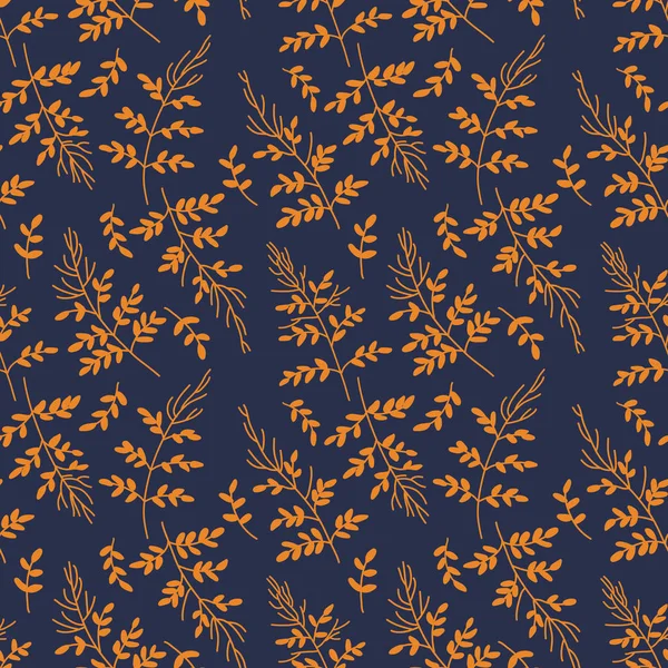 Nahtloses Blumenmuster. Orangefarbene Blumen auf schwarzem Hintergrund. Vektorillustration — Stockvektor