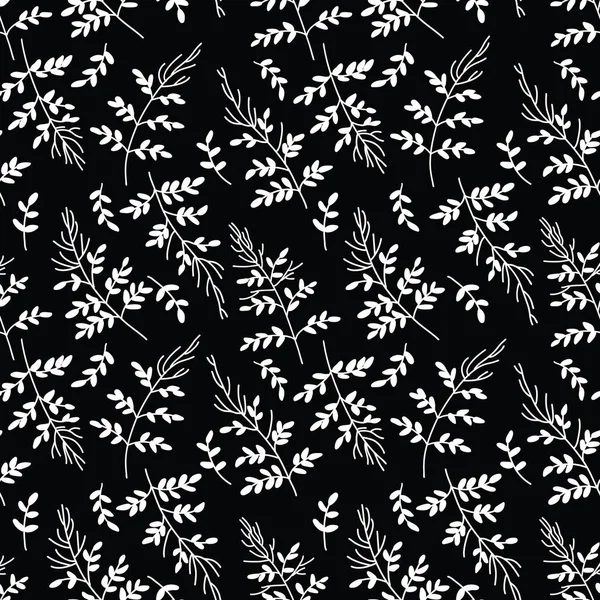 Naadloze bloemmotief. witte bloemen op zwarte achtergrond. vector illustratie — Stockvector