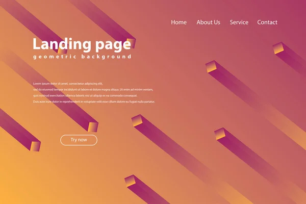 モダンな流行のランディング ページと背景 — ストックベクタ