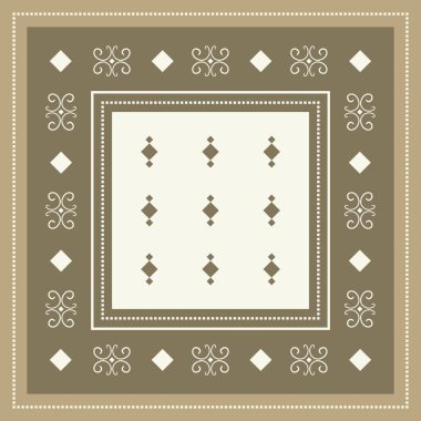 Etnik çiçekler ile moda ipek eşarp