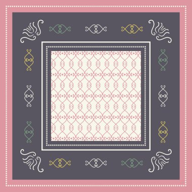 Etnik çiçekler ile moda ipek eşarp