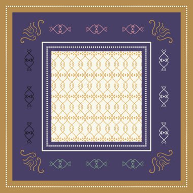 Etnik çiçekler ile moda ipek eşarp