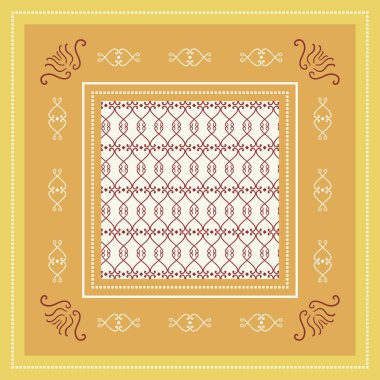 Etnik çiçekler ile moda ipek eşarp