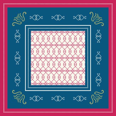 Etnik çiçekler ile moda ipek eşarp