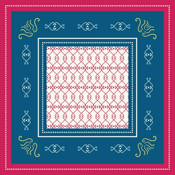 Mode Zijden Sjaal Met Etnische Florals — Stockvector